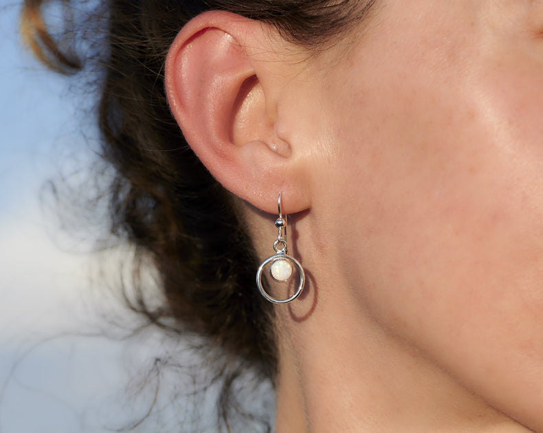 Small Silver Hoop Earrings - Circle Dangle Earrings by Artulia Jewelry