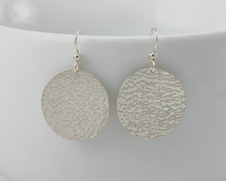 Small Silver Hoop Earrings - Circle Dangle Earrings by Artulia Jewelry