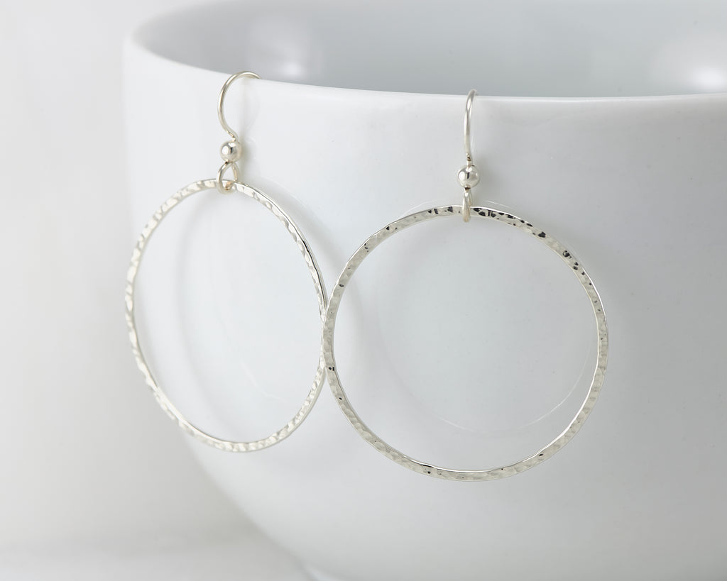 Small Silver Hoop Earrings - Circle Dangle Earrings by Artulia Jewelry