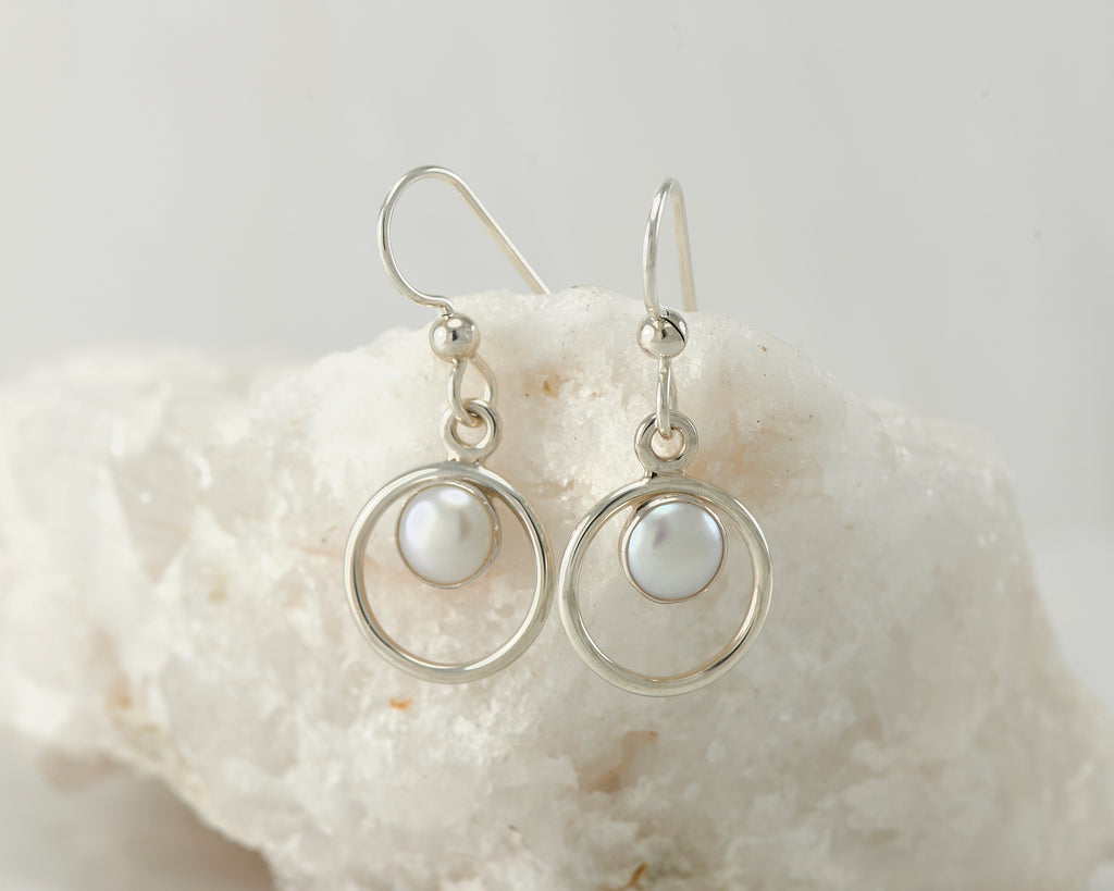 Small Silver Hoop Earrings - Circle Dangle Earrings by Artulia Jewelry